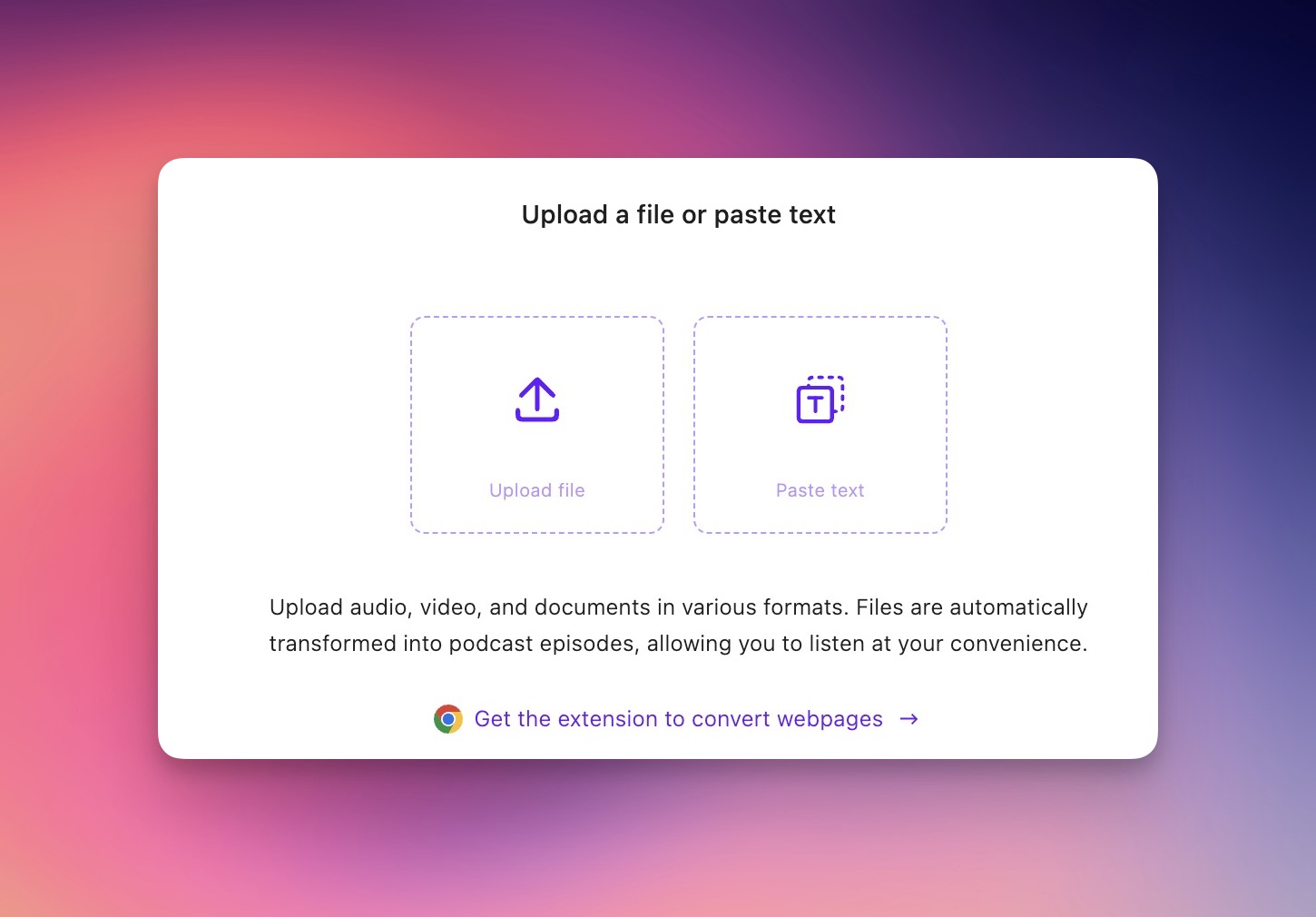 OmniAudio add content popup interface